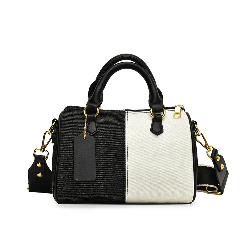 Patchwork Colorblock Mini Handbag | Denim Shoulder & Crossbody Bag Luxegan