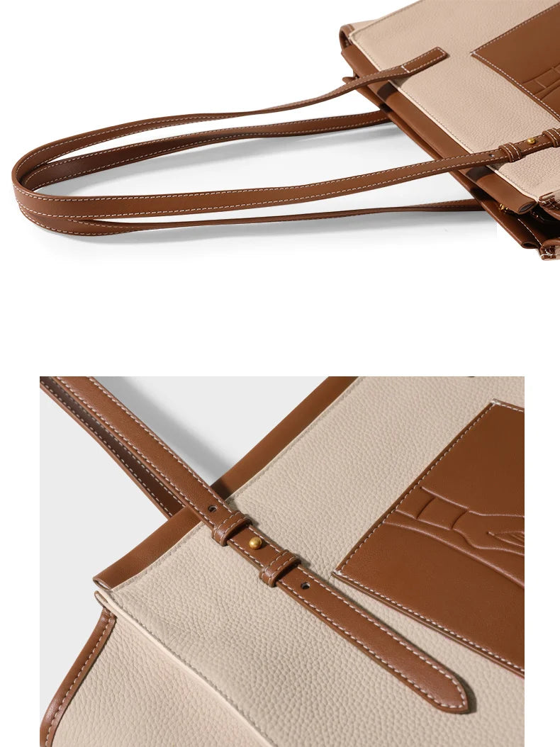 Women’s Vintage Canvas Laptop Bag | Premium Cow Leather Briefcase & Shoulder Bag | Large Capacity "Cartoon Printing" Work Tote | Sophisticated Valentine's Day Gift for Professionals (Model MD22CT9172) Luxegan