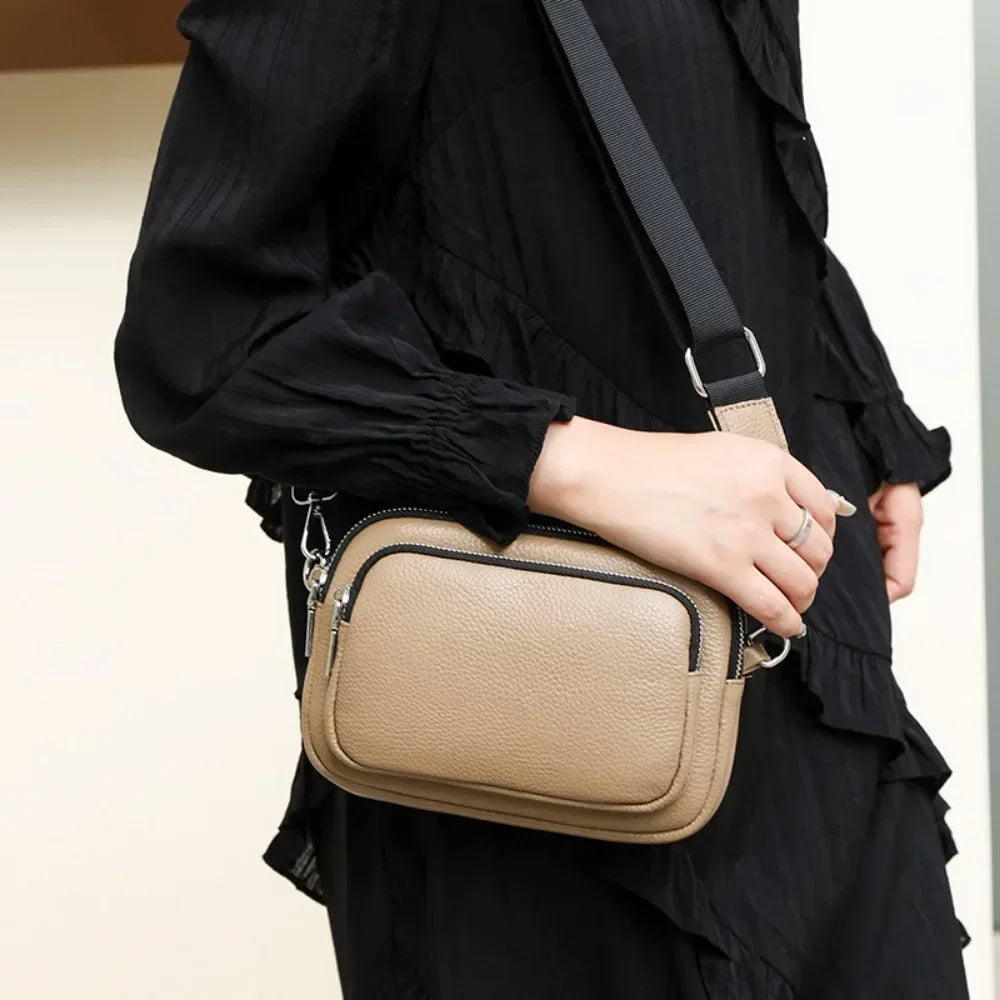 100% Genuine Leather Shoulder Bag | Sophisticated First Layer Cowhide Rectangle Bag | Elegant Luxury Designer Handbag | "Dignified" Soft Cow Leather Messenger for Daily Matching Luxegan