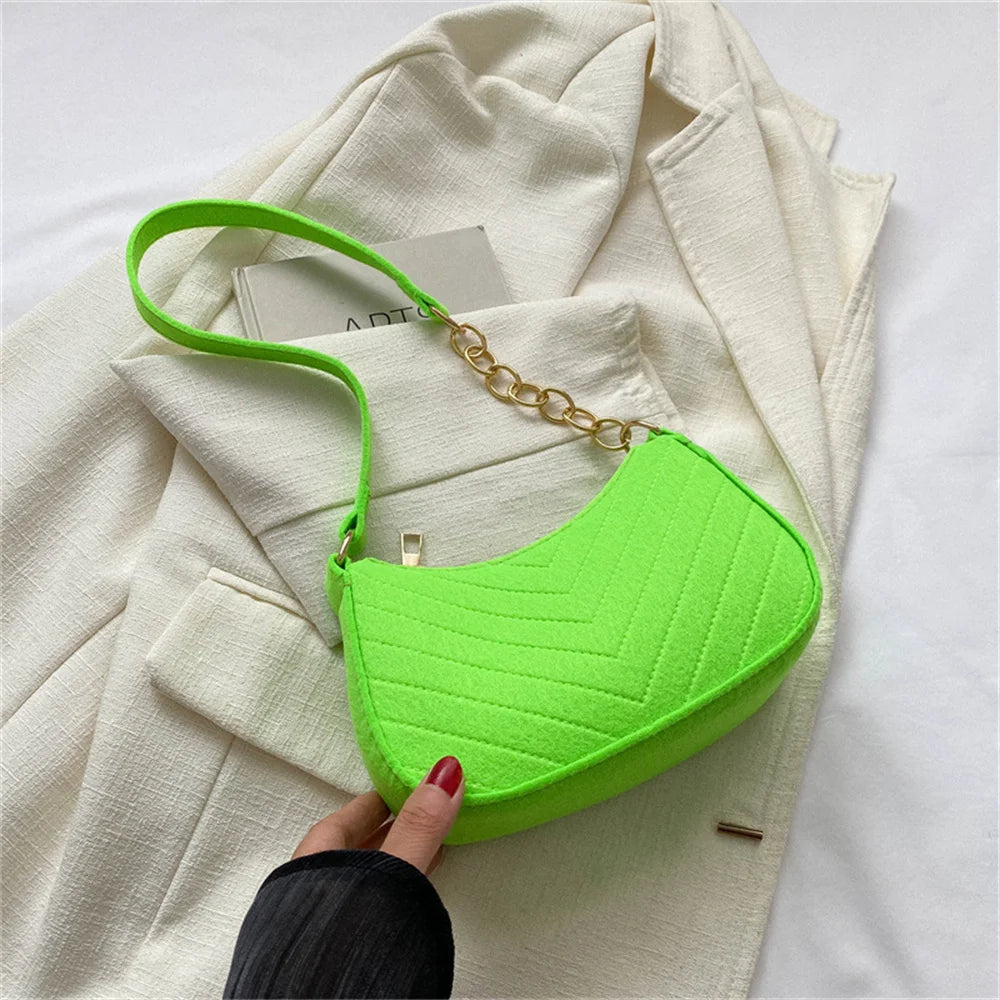 Nylon Mini Box Bag | Soft Felt Texture Solid Underarm Shoulder Bag Luxegan