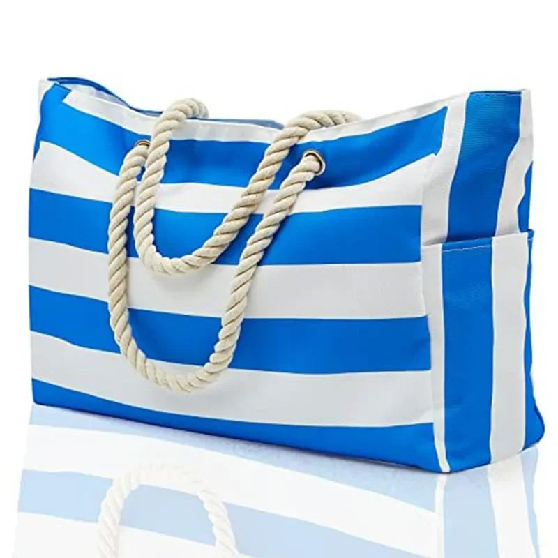 Large Waterproof Beach Tote Bag | Zipper Shoulder & Pool Bag Luxegan