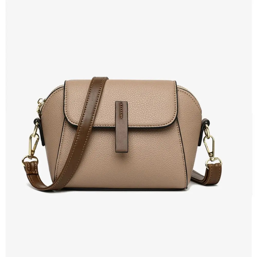 Elegant Genuine Leather Crossbody Bag | Luxury Solid Color Cow Leather Handbag | Fashionable Women's Shoulder Bag | Professional Business Messenger & Bucket Purse Luxegan