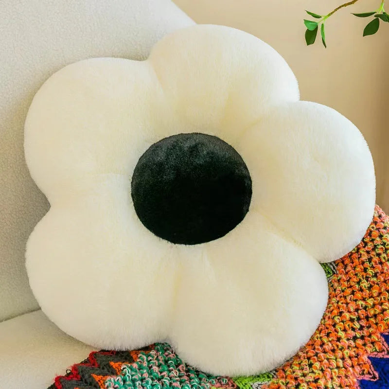 Circular Flower Shape Chair Cushion | Sophisticated "Soft Nap" Floral Silhouette | Elegant Winter Thick Floor & Couch Pillow | "Dignified" High-Performance Memory Comfort for Radiant Versatile Styling Luxegan