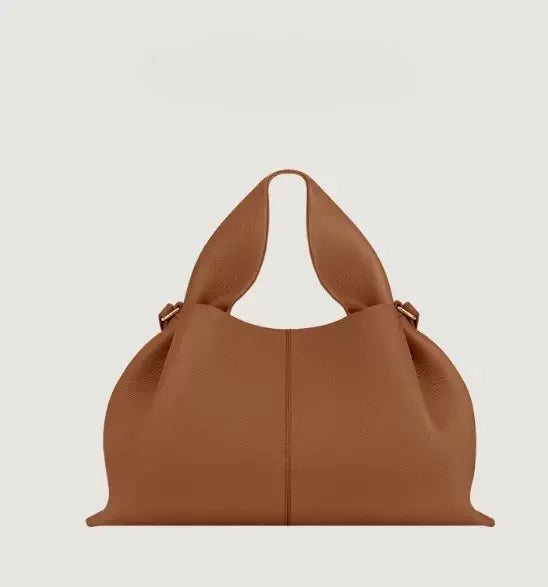 French Niche Design Leather Cloud Bag | Light Luxury Genuine Leather Handbag | Fashionable One-Shoulder Crossbody Hobo Bag for Women | Elegant Party & Casual Versatile Purse Luxegan