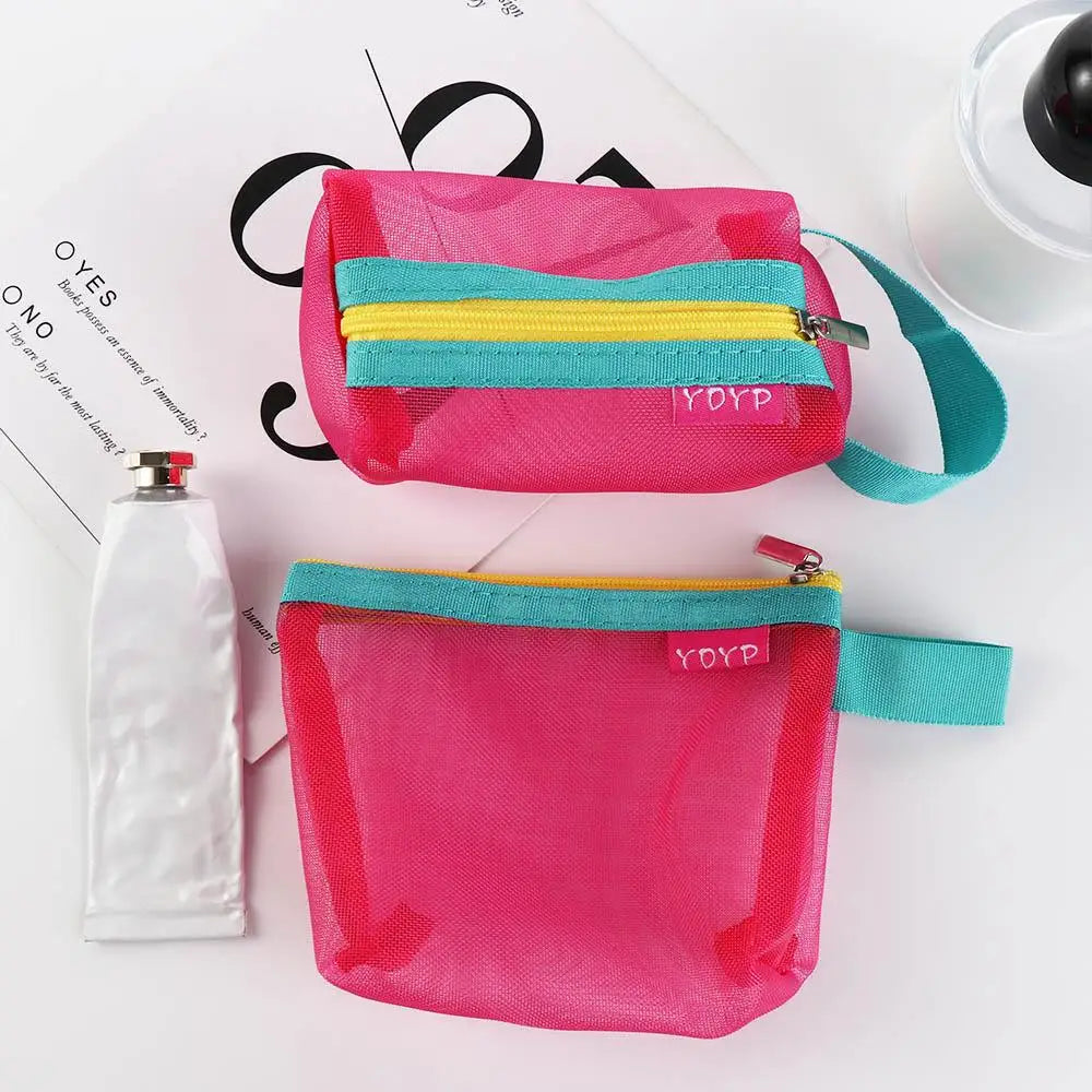 Mesh & Nylon Zipper Pouch | Transparent Travel Organizer & Coin Purse Luxegan