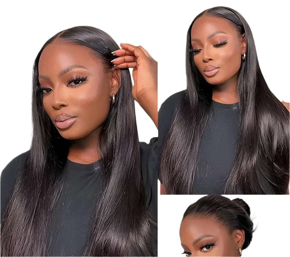 Wear and Go Glueless Brazilian Bone Straight Human Hair Wigs