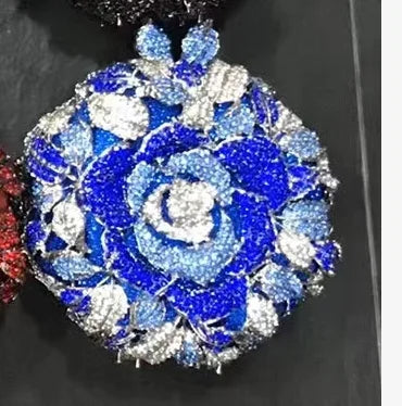 Luxury Diamond Crystal Rose Flower Clutch | Floral Metallic Evening Purse for Weddings & Brides | Sparkling Party Minaudière in Gold, Silver, & AB Diamonds Luxegan