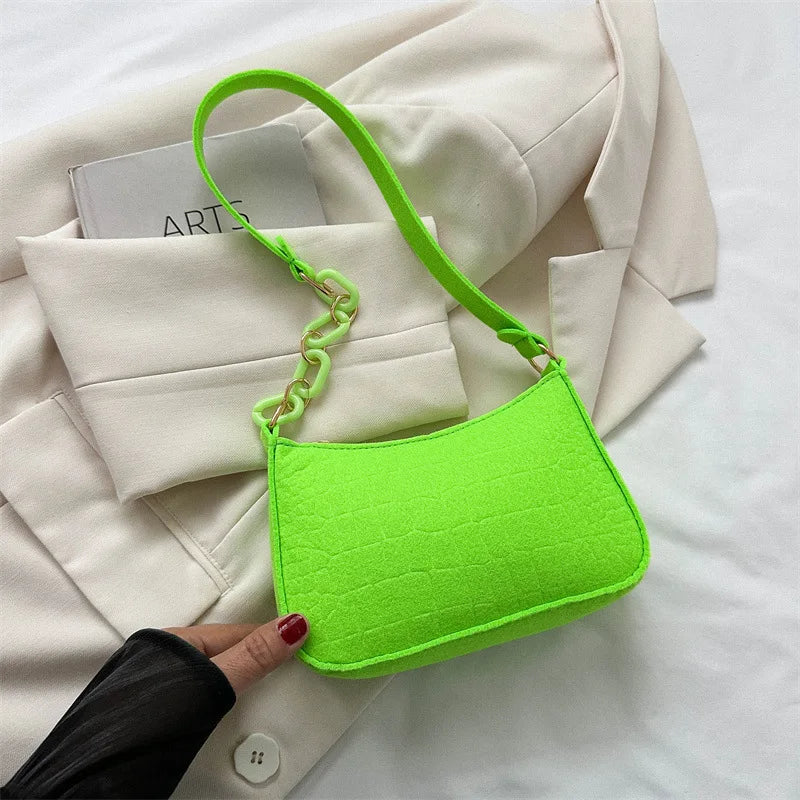Fashion Texture Felt Cloth Armpit Saddle Bag | New Soft Unlined One Shoulder Bag Designer Purse for Women Luxegan