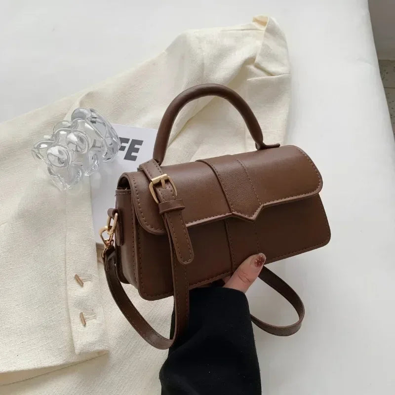 Vintage Square Satchel | Hard PU Leather Underarm & Crossbody Bag Luxegan