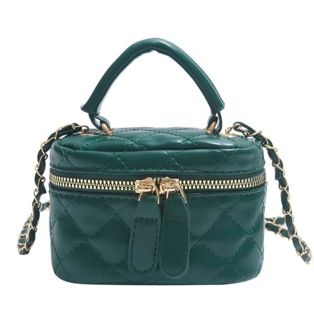 Mini Diamond Quilted Leather Bucket Bag Multi-Color Checkered Pattern Crossbody Bag with Gold Chain Shoulder Strap Shoulder Bag Luxegan