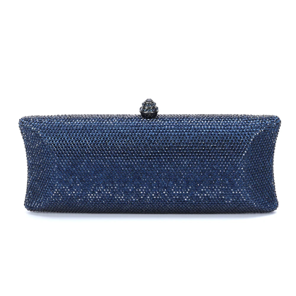 Colorful Diamond Gala Evening Bag | Sophisticated Rhinestone Party Clutch | Elegant Metallic Dinner Purse | "Dignified" Hard-Shell Bridal Handbag for Versatile Occasion Styling Luxegan