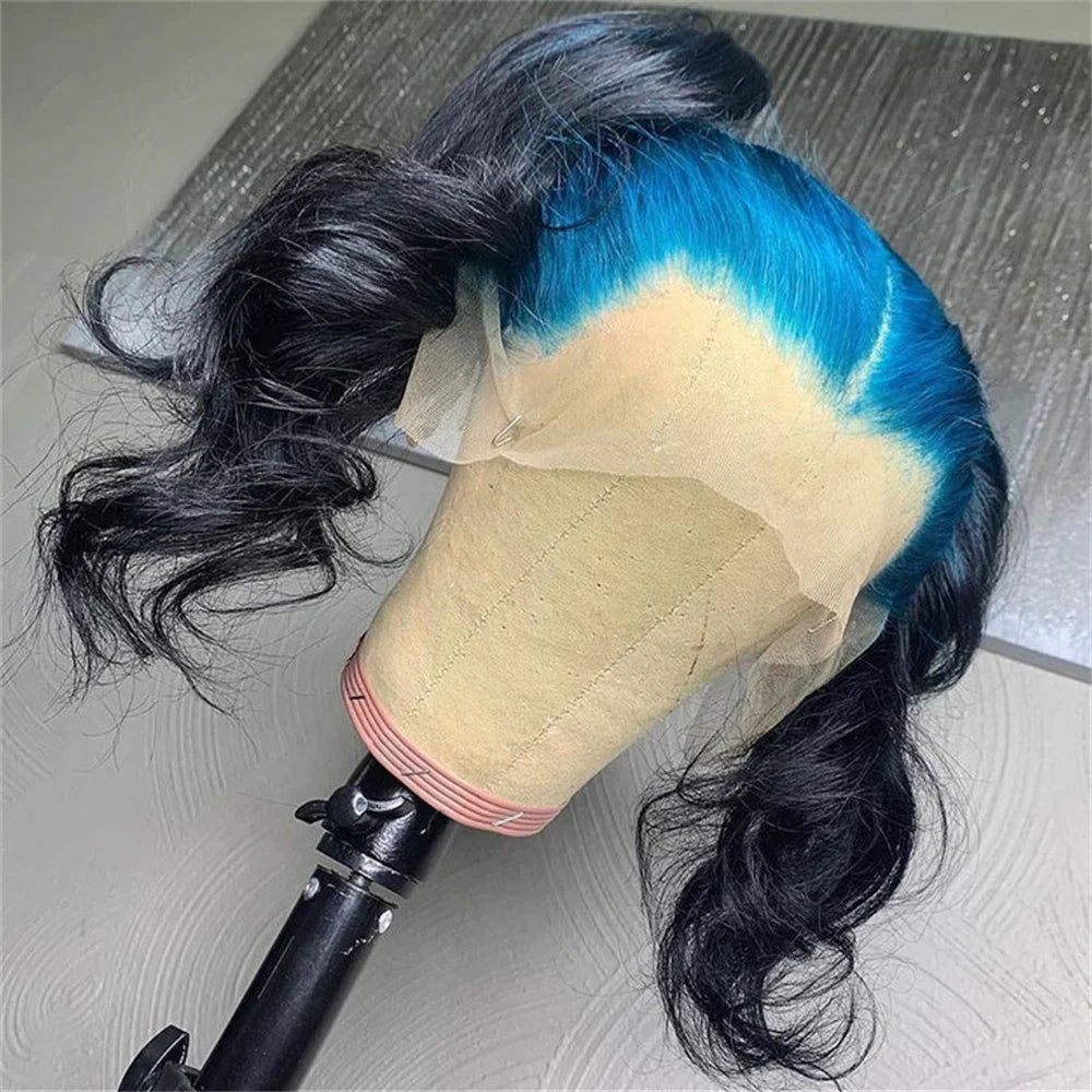 #4/613 Ombre Blonde Lace Front Wig | High-Impact Black with Blue Custom Tone Option | 13x4 HD Transparent Swiss Lace Frontal Body Wave Human Hair Wig for Women Luxegan