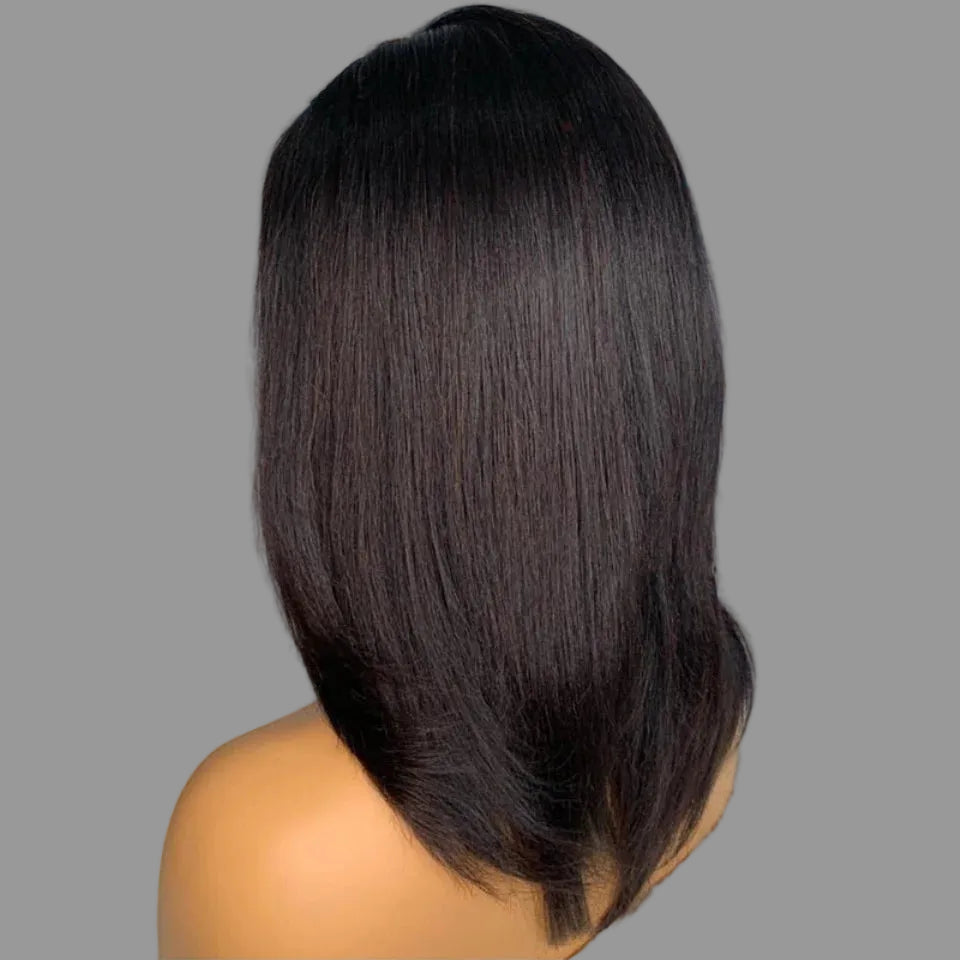 Light Yaki Straight Bob Wig | Sophisticated 5x5 Silk Base & 13x4 HD Transparent Lace | Elegant "Natural Texture" Brazilian Human Hair | "Dignified" 4–16 Inch Short Yaki Remy Wig for Radiant Versatile Styling Luxegan