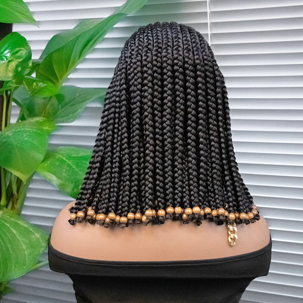 14" Short Braided Bob Wig | Lace Front | Heat Resistant | Black Women Luxegan