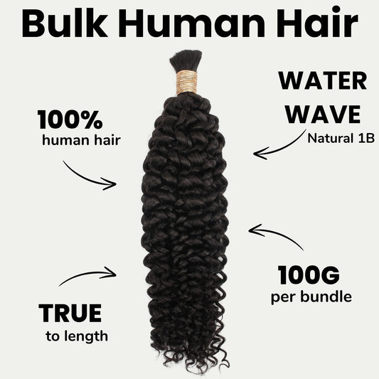 Water Wave Bulk 100% Human Braiding Hair Luxegan
