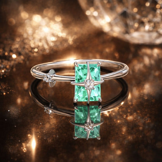 Anillo de Plata de ley 925 con Circonita cúbica y Cristal, de 1.40mm de Ancho, Talla 6 para Mujer