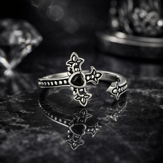 925 Sterling Silver Pavé Setting CZ Oxidized Silver Ring