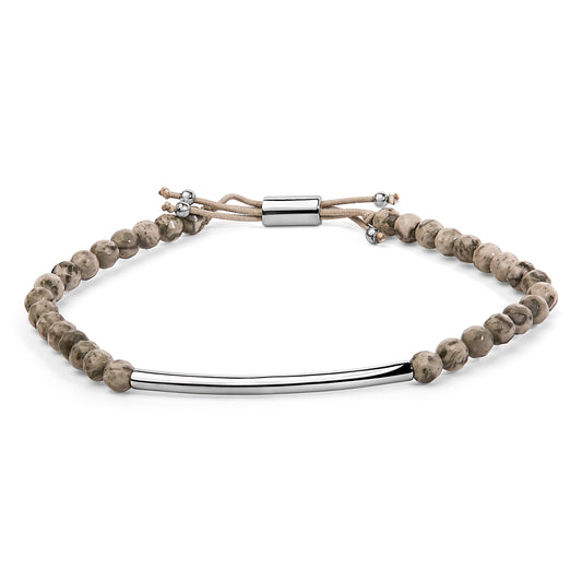 Pulsera de plata esterlina con cuentas de jaspe y cierre bolo