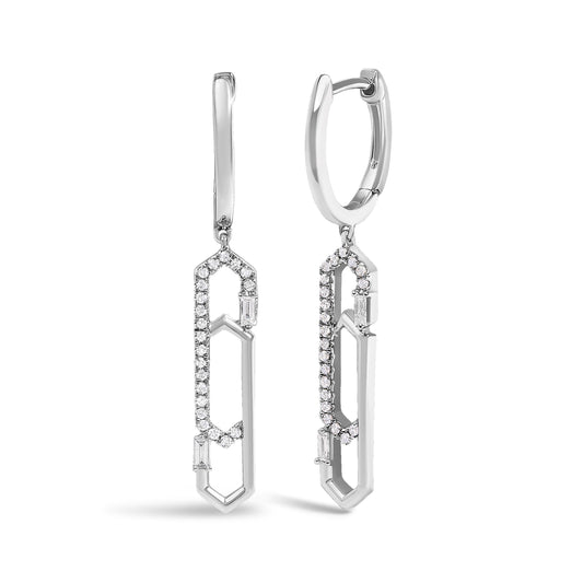 14K White Gold 1/4 Cttw Diamond Interlocking Paperclip Dangle Earrings - view 2