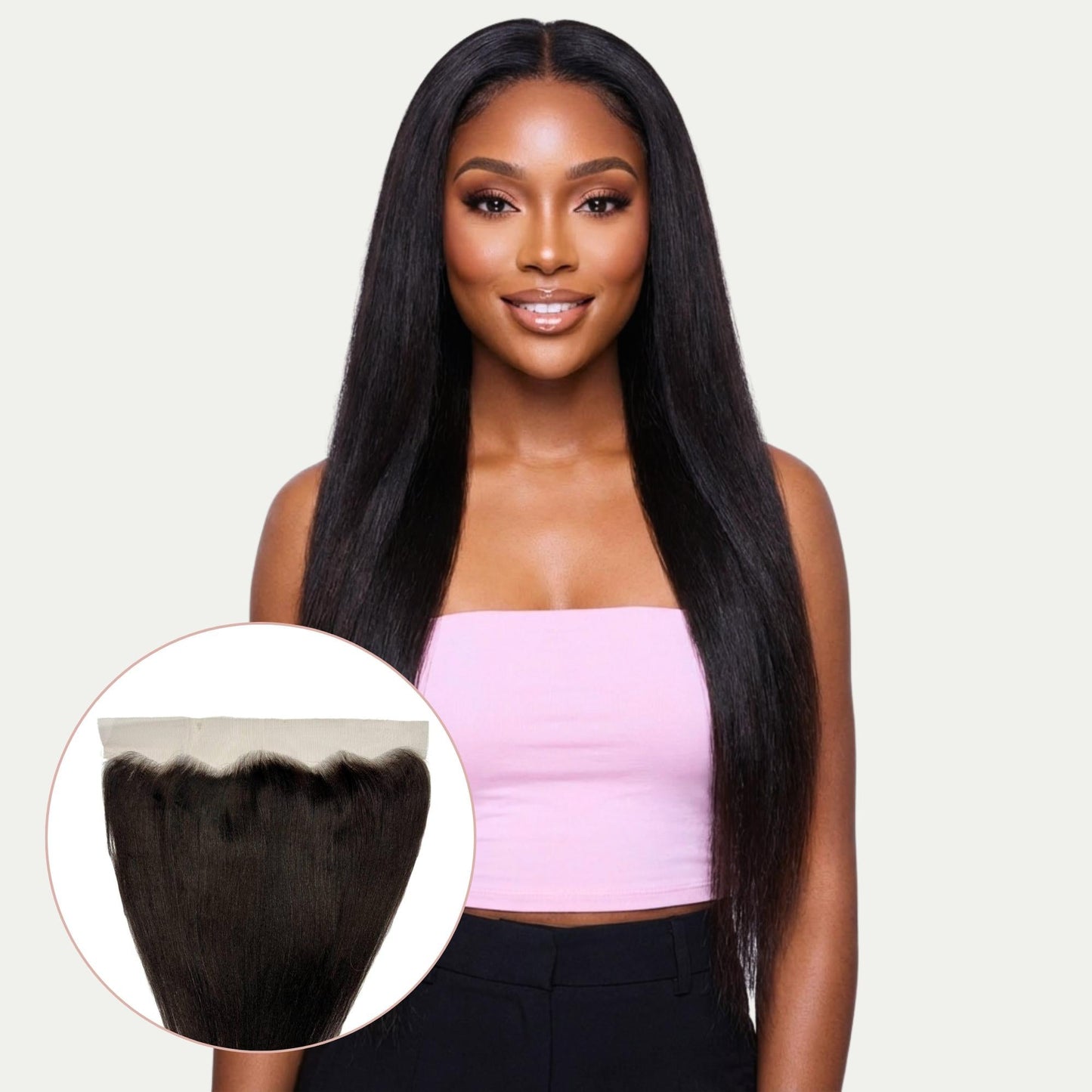 Yaki Straight 13x4 Transparent Lace Human Hair Frontal Luxegan