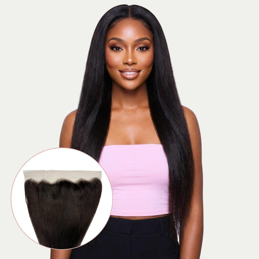 Yaki Straight 13x4 Transparent Lace Human Hair Frontal Luxegan
