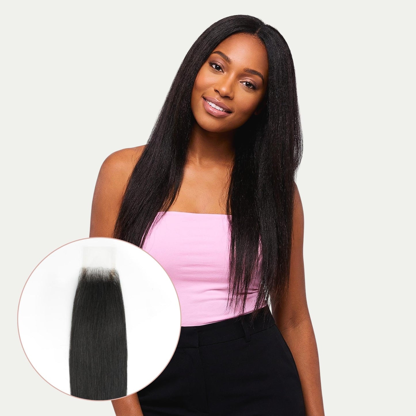 Yaki Straight 2x6 Transparent Lace Human Hair Closure Luxegan