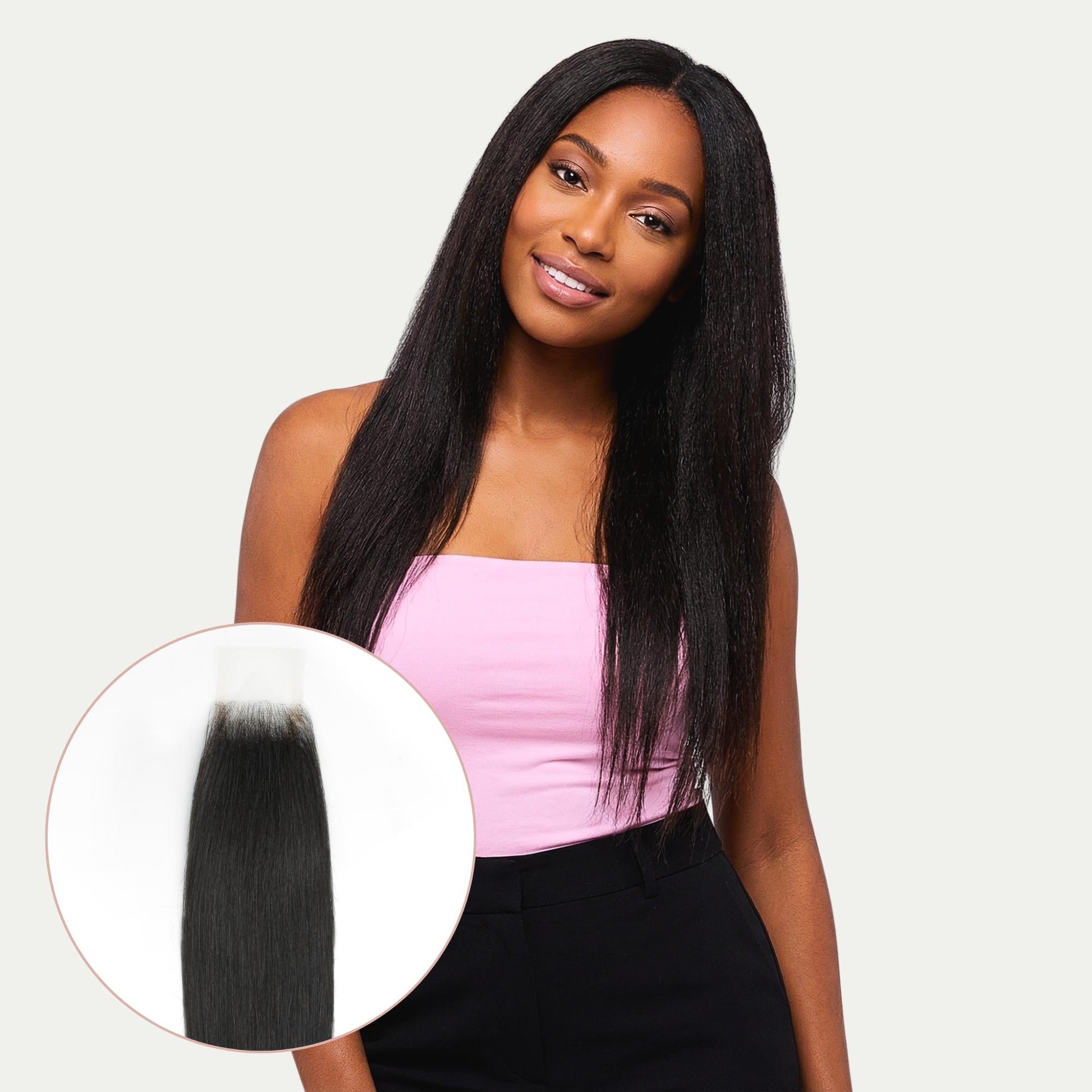 Yaki Straight 2x6 Transparent Lace Human Hair Closure Luxegan
