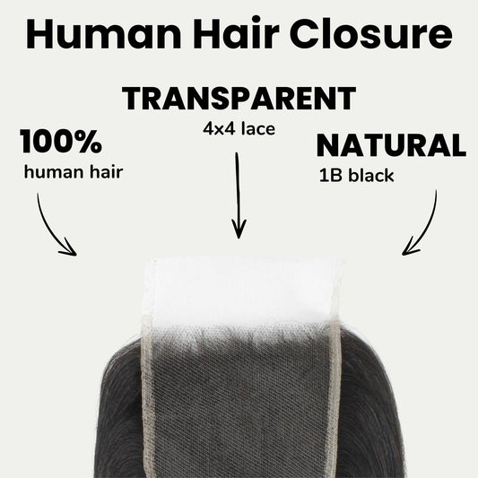 Yaki Straight 4x4 Transparent Lace Human Hair Closure Luxegan