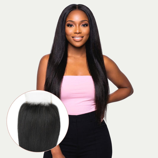 Yaki Straight 4x4 Transparent Lace Human Hair Closure Luxegan