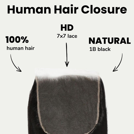 Cierre de cabello humano Yaki Liso 7x7 HD Lace