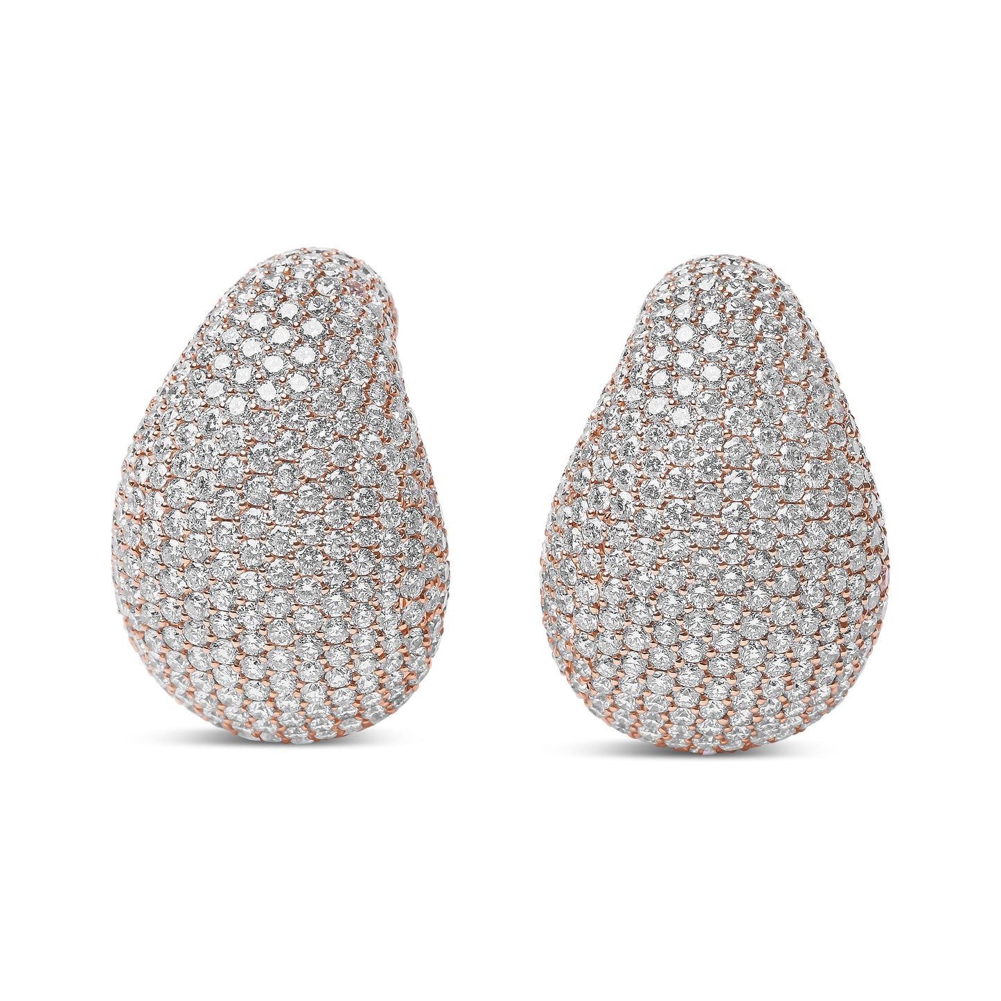 Pendientes con cierre omega de oro rosa de 18K con diseño escultural de diamantes de micro-pavé de 13 1/5 Cttw (color G-H, claridad SI1-SI2)