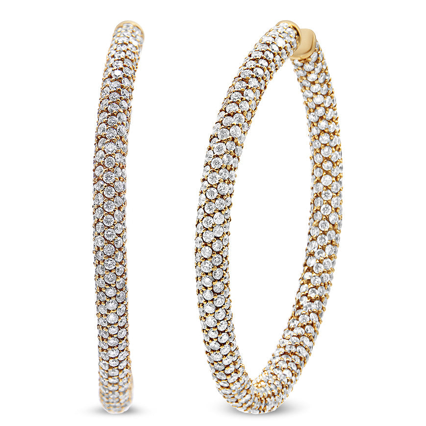Pendientes de aro de eternidad (diamantes por dentro y por fuera) de oro rosa de 18 quilates con pavé de 6,90 quilates (color F-G, claridad VS1-VS2)