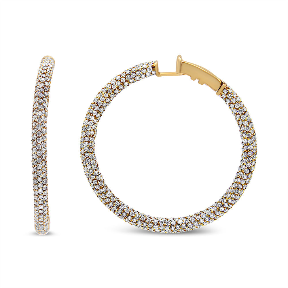 Pendientes de aro de eternidad (diamantes por dentro y por fuera) de oro rosa de 18 quilates con pavé de 6,90 quilates (color F-G, claridad VS1-VS2)