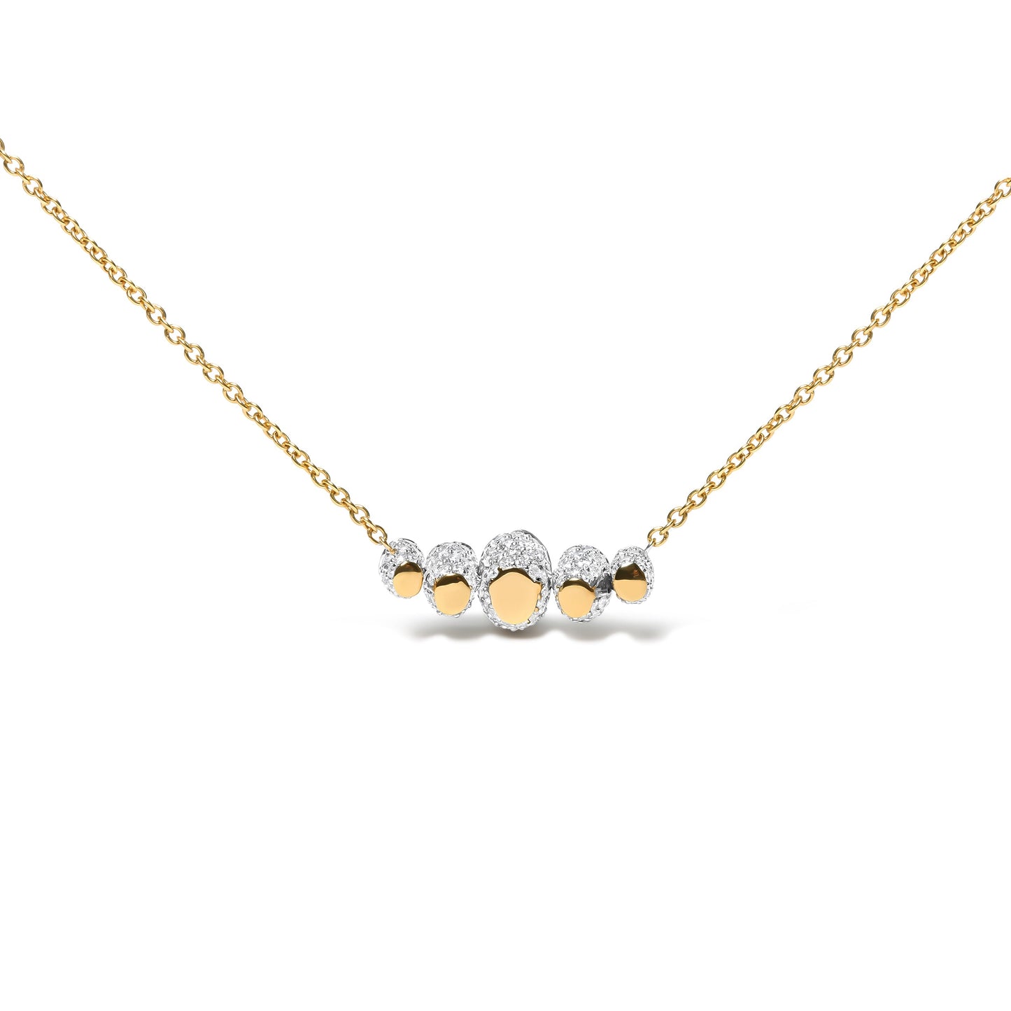 Gargantilla de oro rosa de 18K con pavé de diamantes de 0,75 quilates y tsavoritas verdes en degradé en barra curva (color G-H, claridad SI1-SI2) - Ajustable de 14" a 16,5"