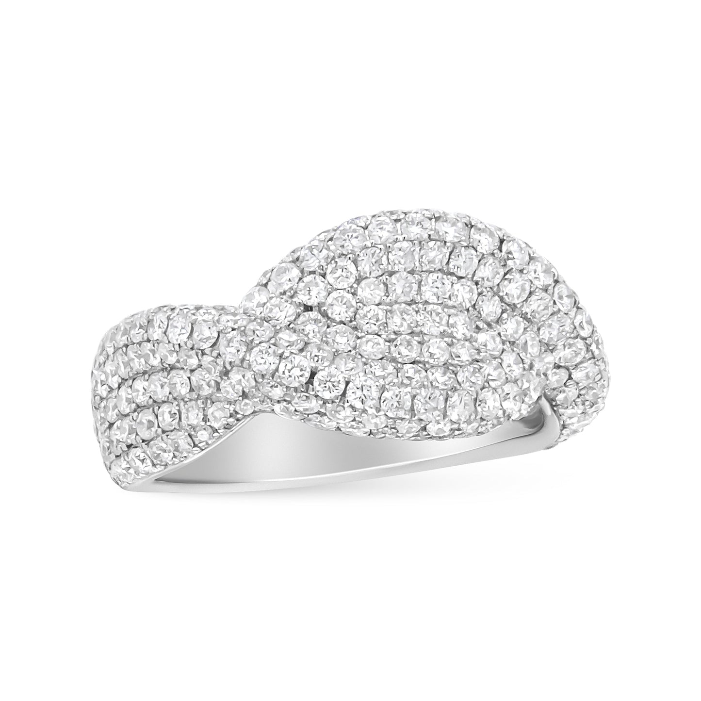 Anillo de moda de racimo de diamantes de oro blanco de 18 quilates de 2 1/4 Cttw (color F-G, claridad VS1-VS2) - Talla 7
