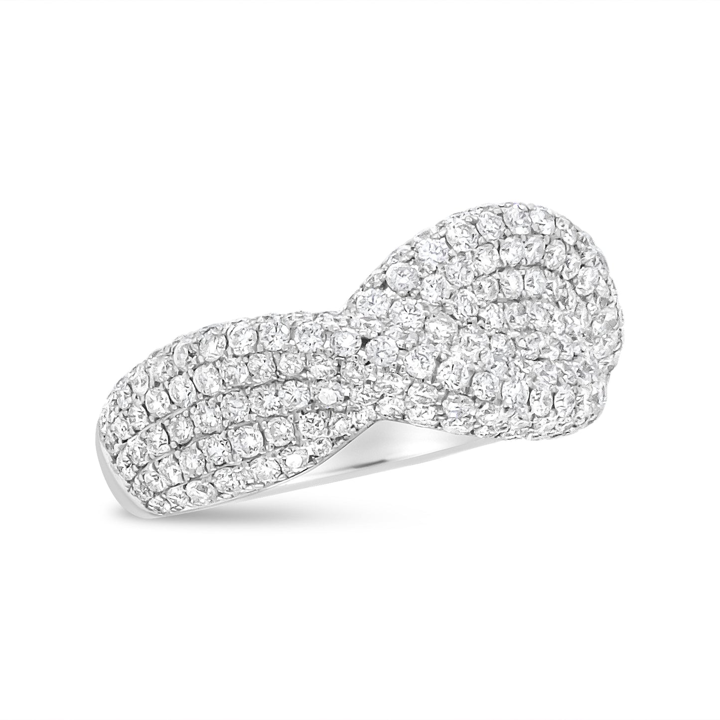 Anillo de moda de racimo de diamantes de oro blanco de 18 quilates de 2 1/4 Cttw (color F-G, claridad VS1-VS2) - Talla 7