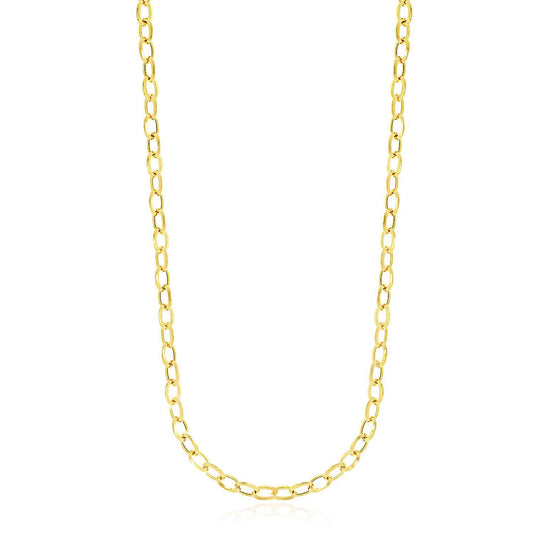 Collar de cadena estilo cable pulido de oro amarillo de 14k