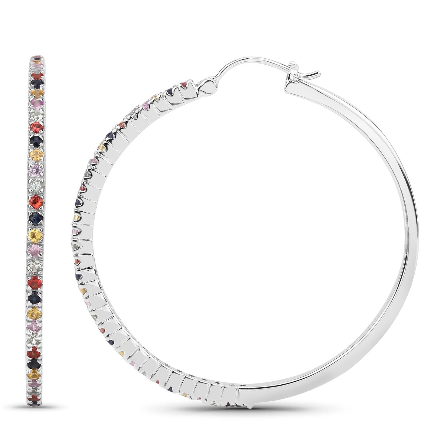 Pendientes de Plata de Ley 925 con Zafiros Multicolor Auténticos de 2,24 Quilates