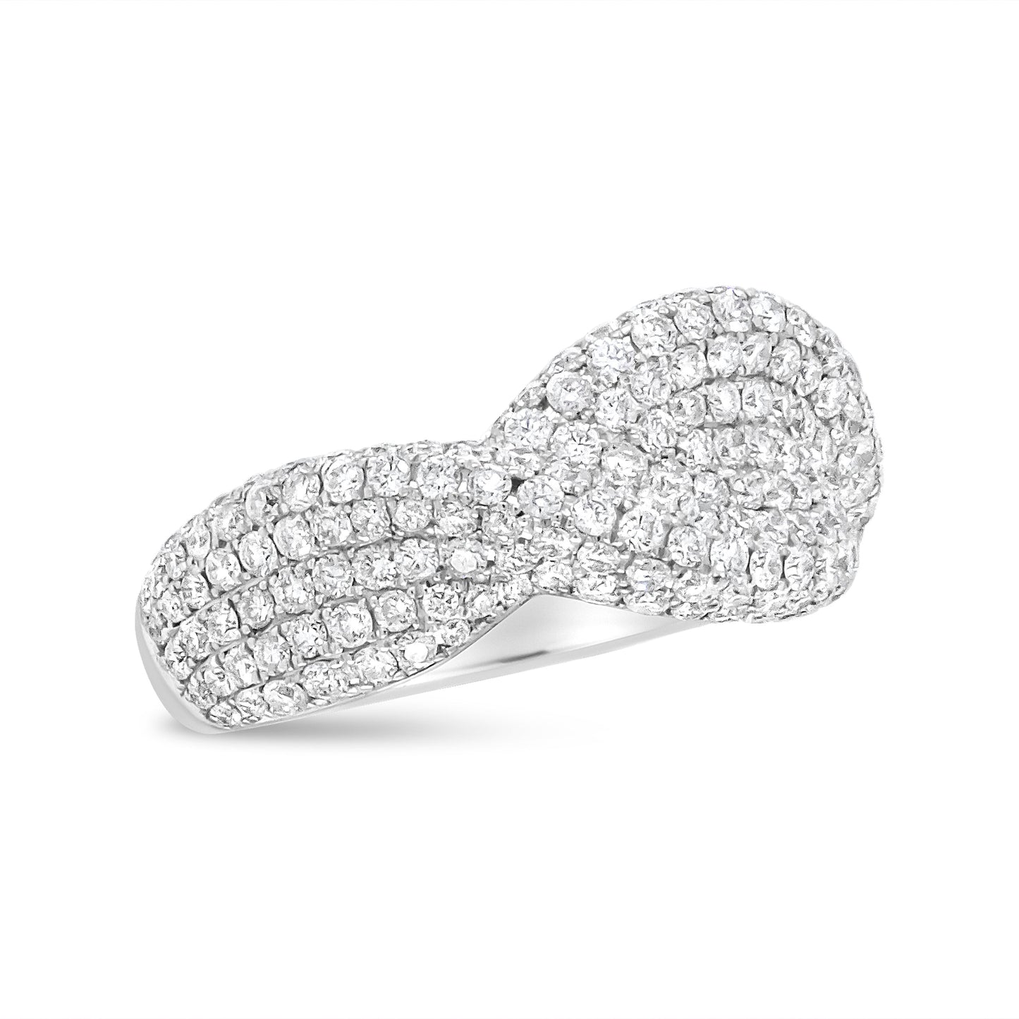 Anillo de moda de racimo de diamantes de oro blanco de 18 quilates de 2 1/4 Cttw (color F-G, claridad VS1-VS2) - Talla 7