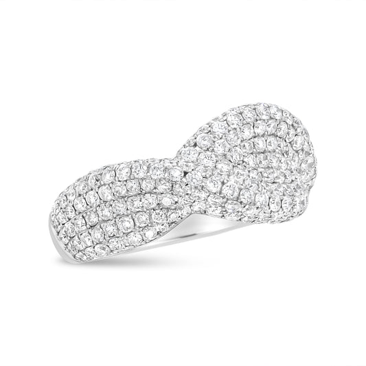 Anillo de moda de racimo de diamantes de oro blanco de 18 quilates de 2 1/4 Cttw (color F-G, claridad VS1-VS2) - Talla 7