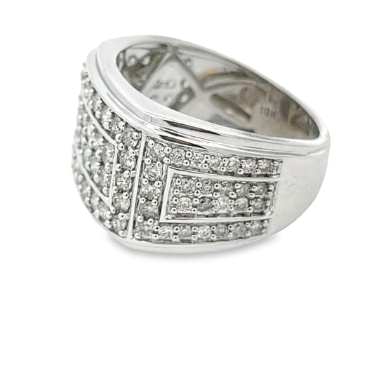 Anillo de hombre de oro blanco de 10KT con diamante natural de 2.04ct