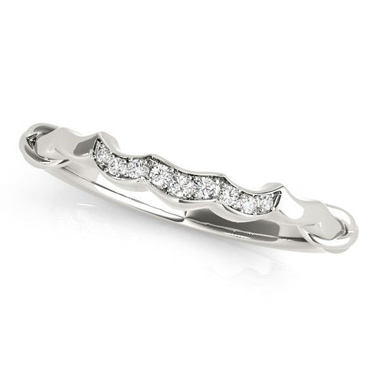Anillo de boda de vieira en oro blanco de 14 quilates (1/20 quilates en total)