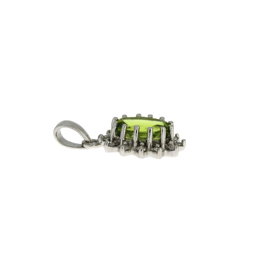 Colgantes de moda de peridoto y diamante de .96 ct oro blanco de 10 qt