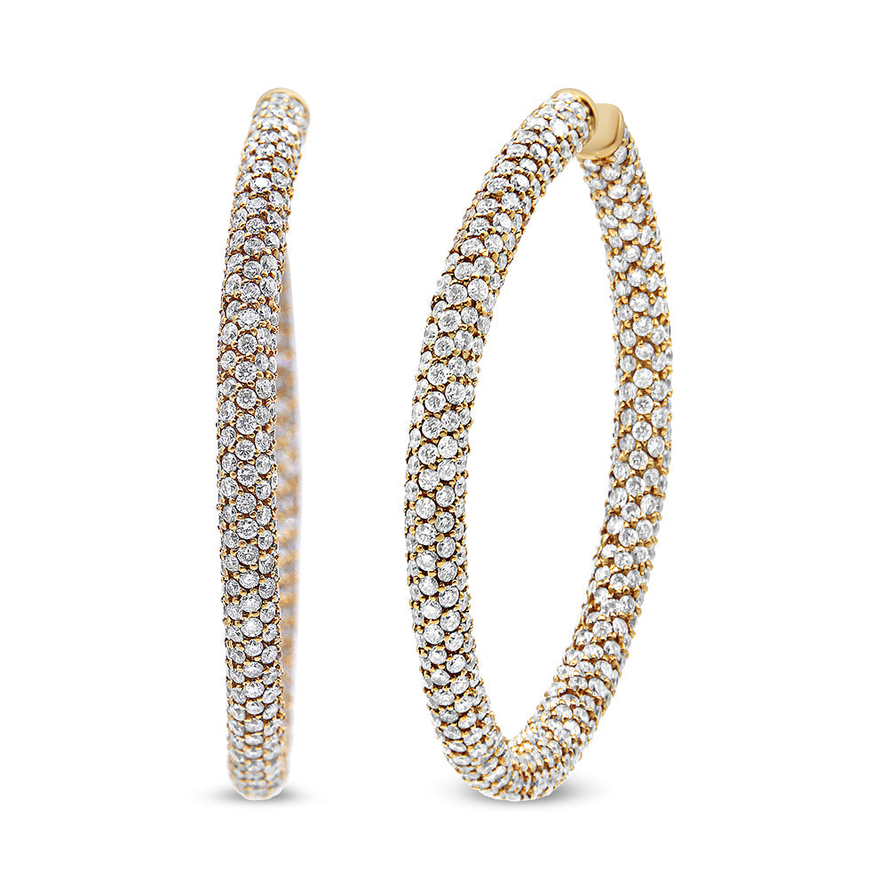 Pendientes de aro de eternidad (diamantes por dentro y por fuera) de oro rosa de 18 quilates con pavé de 6,90 quilates (color F-G, claridad VS1-VS2)
