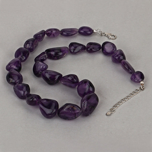 Collar de cuentas de amatista, collar de cuentas de amatista natural para mujer en plata de ley, collar de piedra de nacimiento de febrero, regalo para mamá