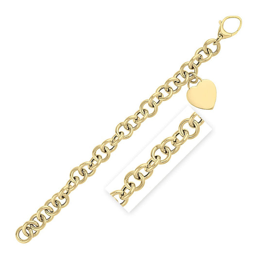 Pulsera de eslabones rolo de oro amarillo de 14k de 7 1/2 pulgadas (11.40 mm)