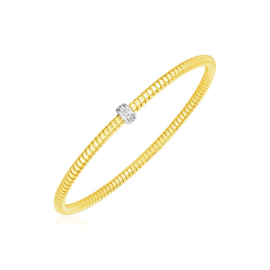 Pulsera extensible de oro amarillo de 14k con diamantes