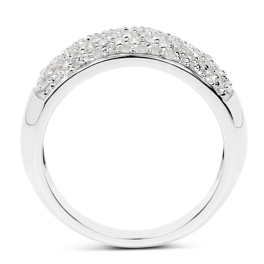 Anillo de plata de ley .925 con diamante blanco auténtico de 0,96 quilates