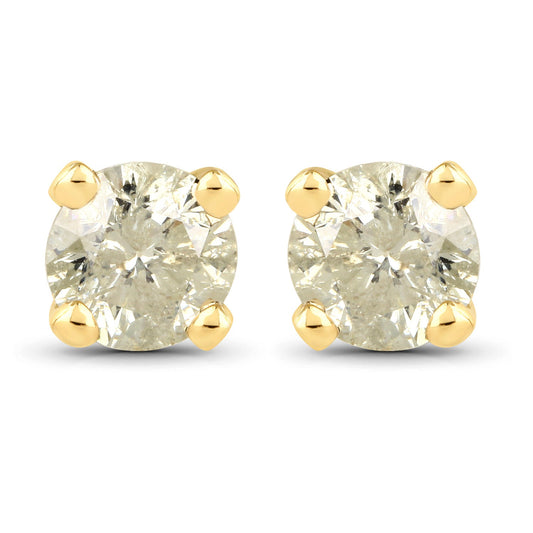 Pendientes de oro amarillo de 14K con diamantes LB genuinos de 0,92 quilates