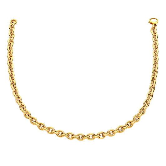 Collar de eslabones de cable pulido de oro amarillo de 14k
